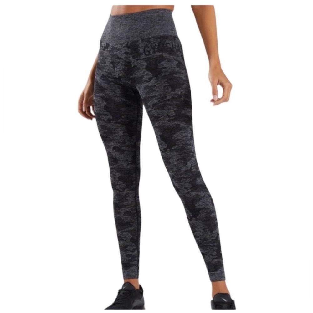 Gymshark Black and Gray Camo Leggings